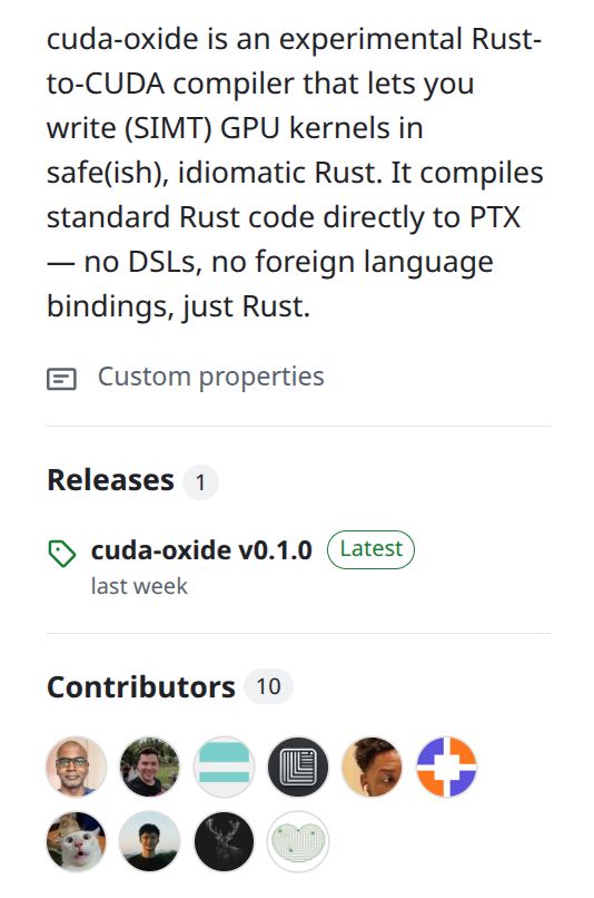 cuda-oxide, a Rust-to-PTX compiler