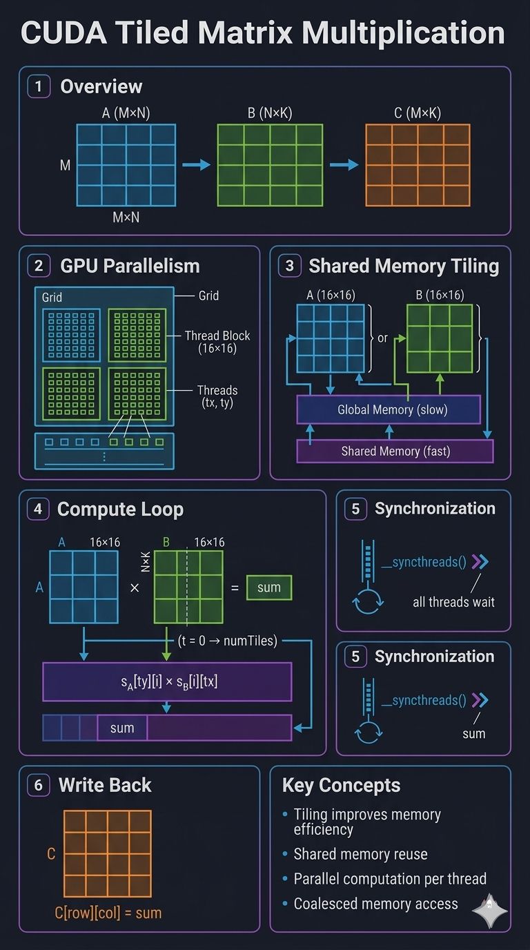 Shared-memory tiling for CUDA matrix multiplication